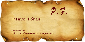 Plevo Fóris névjegykártya